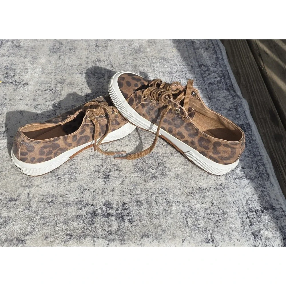 Superga 2750 Leopard Print Leather Sneakers Brown Animal Low Top EU 39 USW 8